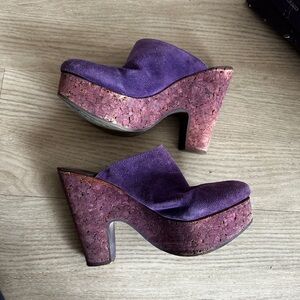 Purple Suede Platform Clogs